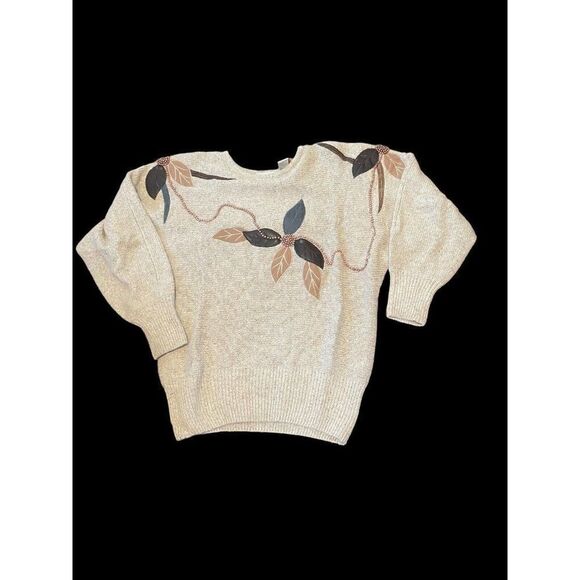 Cristina's Sweaters - Cristina Sweater Women M Floral Silk Angora Crop Knit